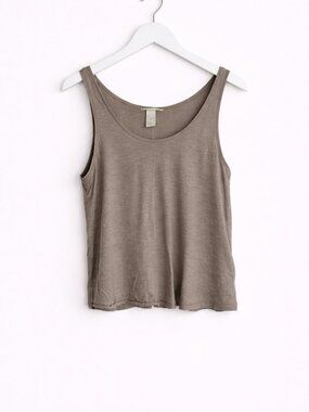 H&M Taupe Grey Brown Relaxed Scoop Neck Crop Tank Top
